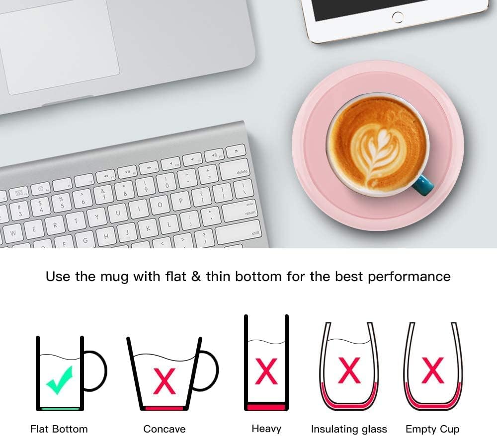 BESTINNKITS Smart Coffee Set Auto On/Off Gravity-induction Mug Office Desk Use, Candle Wax Cup Warmer Heating Plate (Up To 131F/55C), 14oz (Pink Set) BESTINNKITS Smart Coffee Set Auto On/Off Gravity-induction Mug Office Desk Use, Candle Wax Cup Warmer Heating Plate (Up To 131F/55C), 14oz (Pink Set)