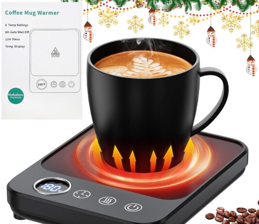 Coffee Mug Warmer, Electric Coffee Cup Warmer for Desk, Milk, Tea, Auto Shut Off, 6 Temp Settings, Heated Plate for Office Kitchen Home, Gifts for Women Men (No Cup)