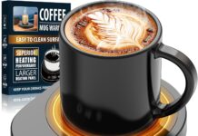 Coffee Mug Warmer, 3 Temperature Control & 2-12H Timer Heated Coffee Smart Mug Warmer for Desk, Home, Office, Electric Coffee Cup Warmer Plate with Auto Shut Off for Coffee, Beverage, Tea, Water, Milk