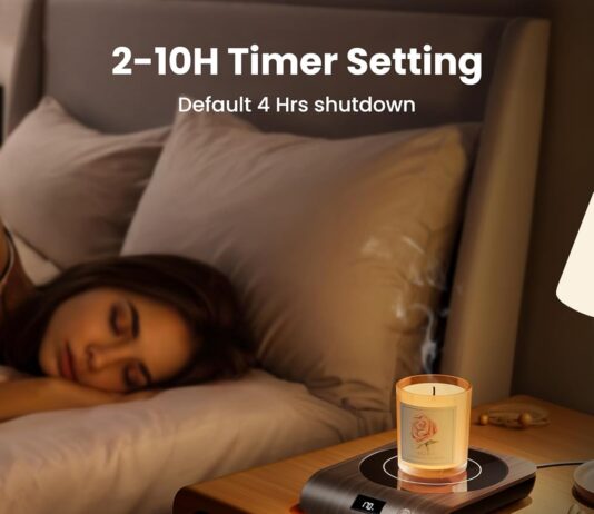 Gaiatop Coffee Mug Warmer, 3 Temperature Settings, 2-10H Auto Shut Off and Warm Strip Indicator Lights, 50W Smart Cup Warmers Fast Heating Plate for Tea Milk Cocoa Candle, Stocking Stuffers, Wood