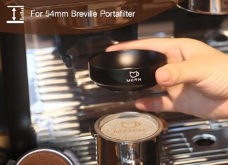 MEION 54mm Dosing Funnel for Breville Portafilters, Magnetic Espresso Dosing Funnel Coffee Funnel, Espresso Tools Espresso Accessories (Black, 54mm)