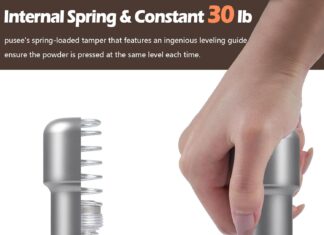 PUSEE 51mm Espresso Coffee Tamper,Premium 30lb Calibrated Espresso Tamper Upgrade Coffee Tamper with Spring Loaded, Stainless Steel Ground Tamper for Barista Home Coffee Espresso Accessories