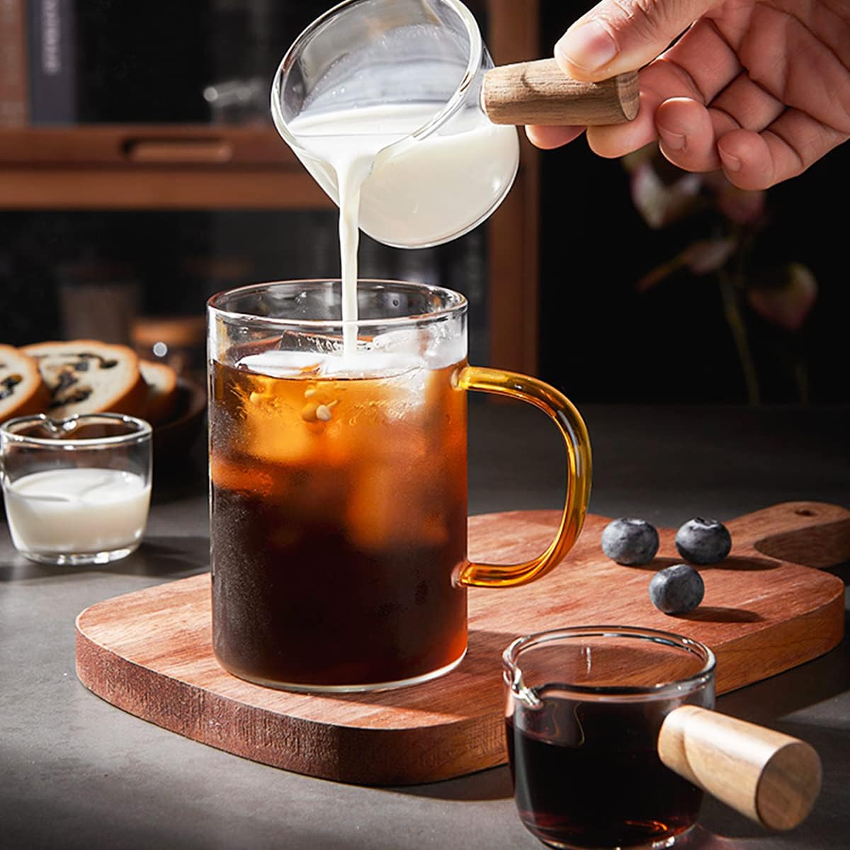 Mwellewm Single Spout Espresso Coffee Shot Glass with Wood Handle Measuring Cup Triple Pitcher Milk Cup Coffee Replacement Carafe for Barista Coffee Carafe Milk Espresso Making, ml (2 Pieces) Mwellewm Single Spout Espresso Coffee Shot Glass with Wood Handle Measuring Cup Triple Pitcher Milk Cup Coffee Replacement Carafe for Barista Coffee Carafe Milk Espresso Making, ml (2 Pieces)
