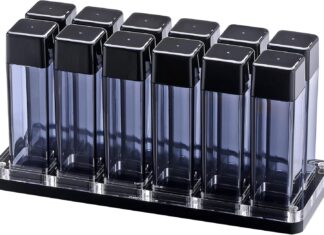 Normcore Single Dose Coffee Bean Storage Containers – 12 Tubes Espresso Bean Cellars with Stand & Hopper – One-Way Exhaust Valve – Capacity 25-28g – Lt Smoke Grey
