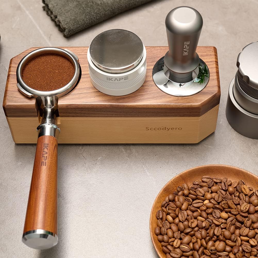 Tamping Station Wood Tamper Station Espresso Tamper Stand Anti-Slip Wooden Tamper Holder Station for/54mm Portafilters, Tamper and Distributor Tamping Station Wood Tamper Station Espresso Tamper Stand Anti-Slip Wooden Tamper Holder Station for/54mm Portafilters, Tamper and Distributor