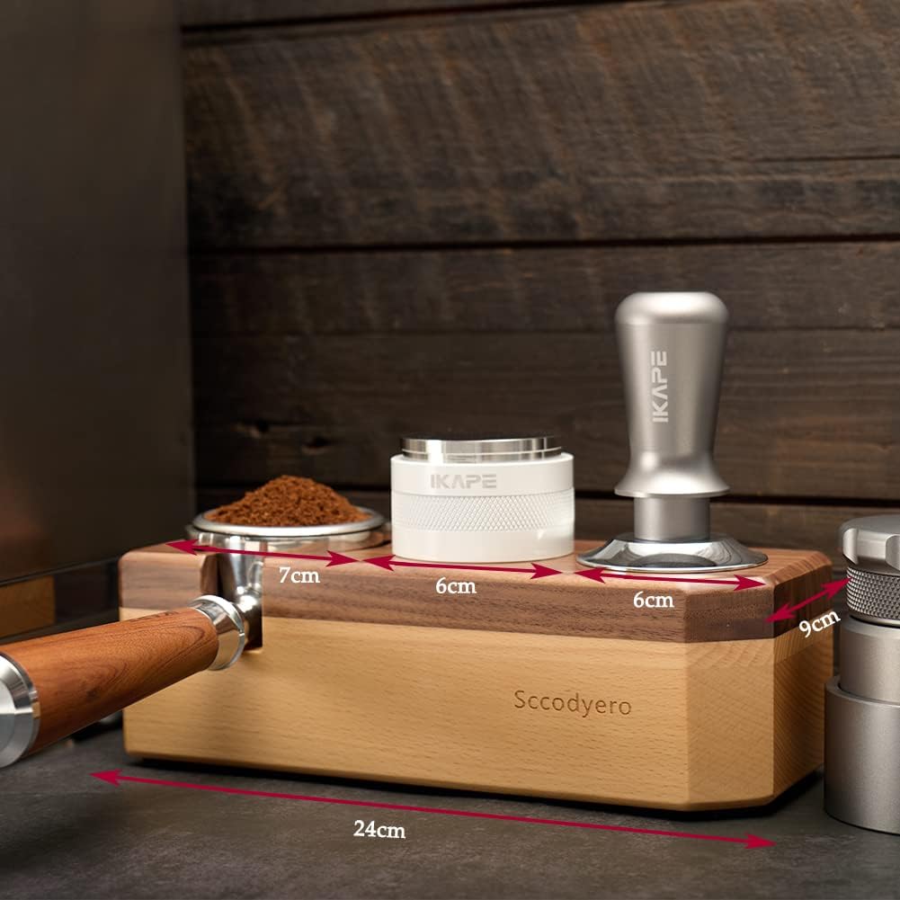 Tamping Station Wood Tamper Station Espresso Tamper Stand Anti-Slip Wooden Tamper Holder Station for/54mm Portafilters, Tamper and Distributor Tamping Station Wood Tamper Station Espresso Tamper Stand Anti-Slip Wooden Tamper Holder Station for/54mm Portafilters, Tamper and Distributor
