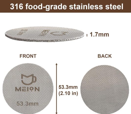 Espresso Puck Screen 53.3mm Reusable Coffee Filter for Espresso Portafilter Filter Basket 54mm, 1.7mm Thickness 150μm, 316 Stainless Steel Espresso Filter Screen (53.3MM)