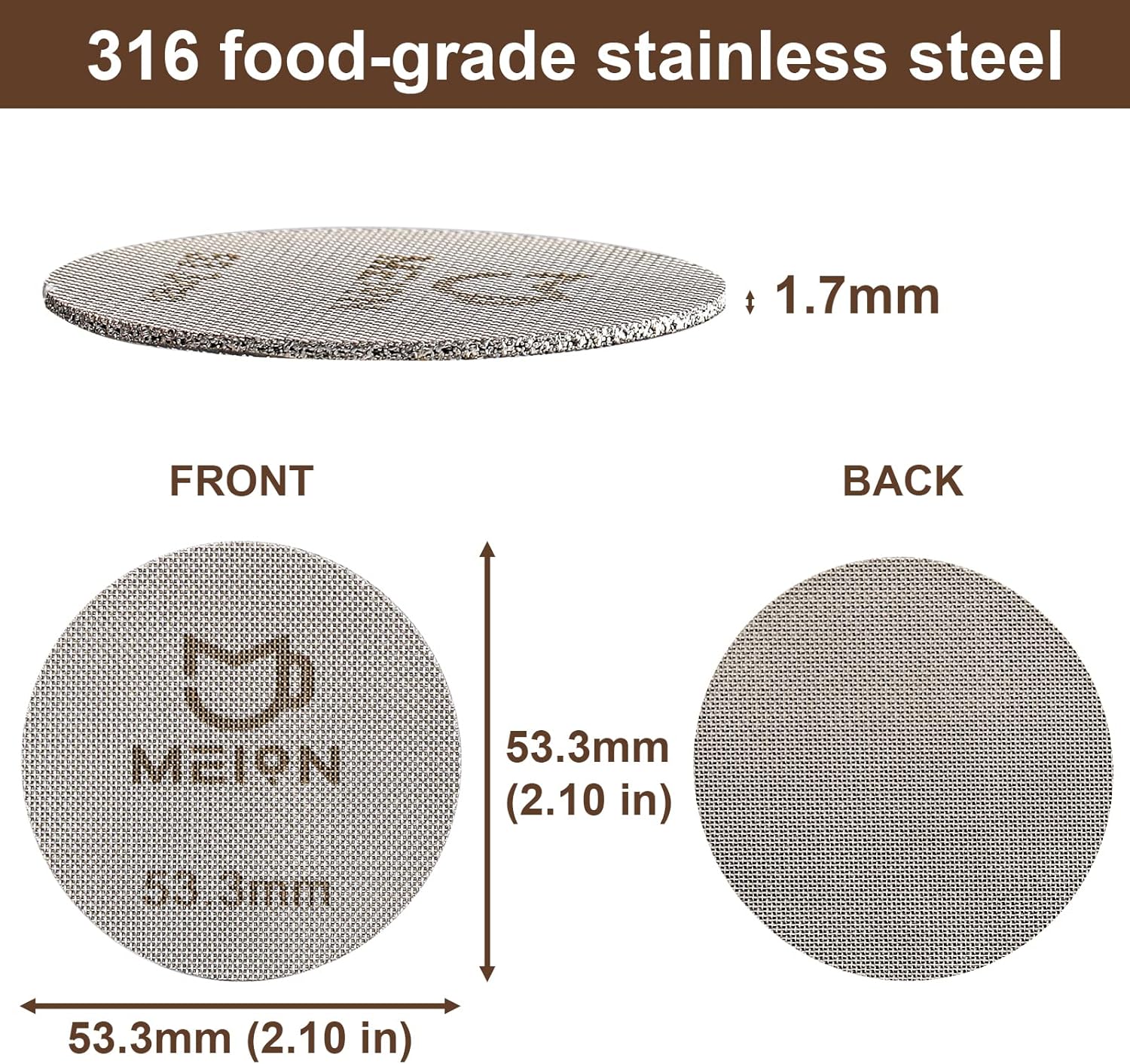 Espresso Puck Screen 53.3mm Reusable Coffee Filter for Espresso Portafilter Filter Basket 54mm, 1.7mm Thickness 150μm, Stainless Steel Espresso Filter Screen (53.3MM) Espresso Puck Screen 53.3mm Reusable Coffee Filter for Espresso Portafilter Filter Basket 54mm, 1.7mm Thickness 150μm, Stainless Steel Espresso Filter Screen (53.3MM)