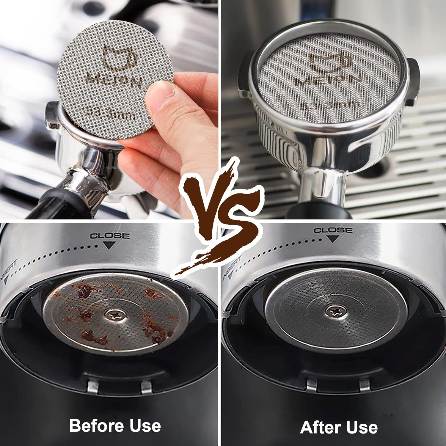 Espresso Puck Screen 53.3mm Reusable Coffee Filter for Espresso Portafilter Filter Basket 54mm, 1.7mm Thickness 150μm, Stainless Steel Espresso Filter Screen (53.3MM) Espresso Puck Screen 53.3mm Reusable Coffee Filter for Espresso Portafilter Filter Basket 54mm, 1.7mm Thickness 150μm, Stainless Steel Espresso Filter Screen (53.3MM)