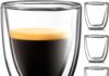 Glass Espresso Cups Set of 4 – Double Walled Espresso Cup 2.7 OZ – Wide Italian Style Clear Doppio Espresso Cup – Double Espresso Cups – Espresso Accessories Small Double Wall Expresso Coffee Cup