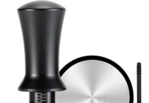 JacoJe Coffee 51mm Espresso Tamper, Espresso Accessorie Kit, Spring-Loaded WDT Barista Tool Calibrated (30 lb) 100% Stainless Steel Flat Base Tamper for Espresso Machine with Silicone Pad and Brush