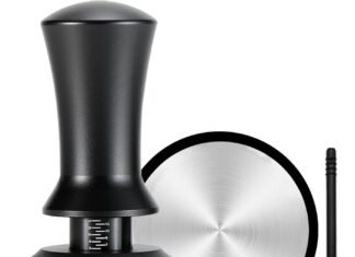 JacoJe Coffee 51mm Espresso Tamper, Espresso Accessorie Kit, Spring-Loaded WDT Barista Tool Calibrated (30 lb) 100% Stainless Steel Flat Base Tamper for Espresso Machine with Silicone Pad and Brush