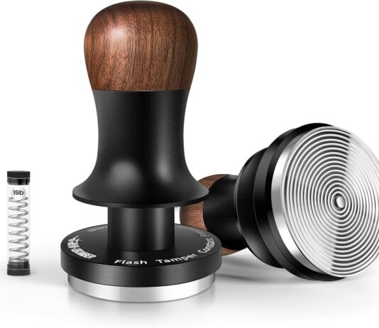MHW-3BOMBER 54mm Espresso Tamper – 3 Spring Loaded Coffee Tamper with 15lb / 30lbs Replacement Springs – Barista Calibrated Tamper with Sound Feedback – Compatible with 53/54mm Portafilter T6173T-OS