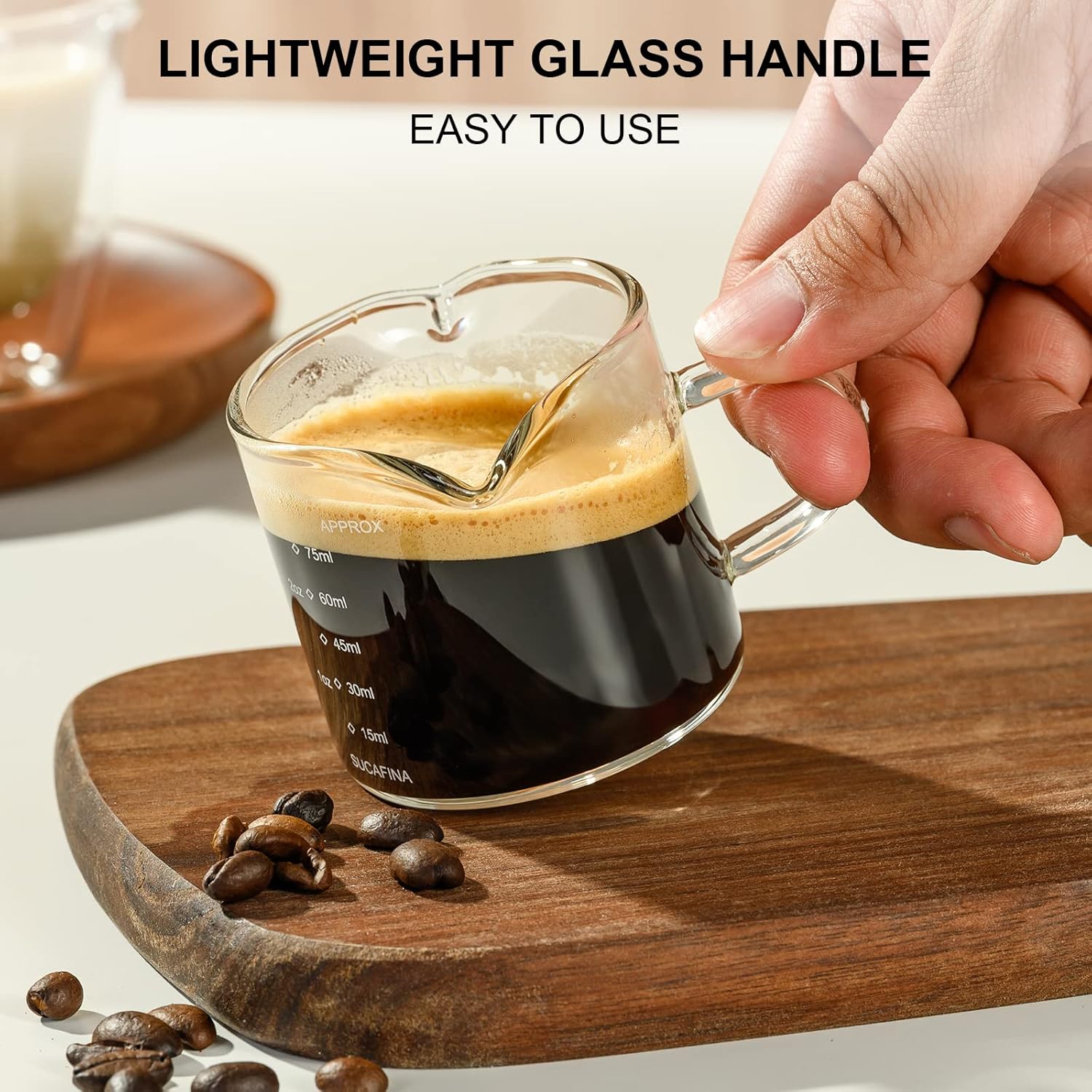 PARACITY Espresso Cup with Handle, 2.5 OZ Double Spout Clear Glass Measuring Cup with Dual Scale, Espresso Shot Glass with V-Shaped Mouth, Espresso Accessories(1 pack) PARACITY Espresso Cup with Handle, 2.5 OZ Double Spout Clear Glass Measuring Cup with Dual Scale, Espresso Shot Glass with V-Shaped Mouth, Espresso Accessories(1 pack)