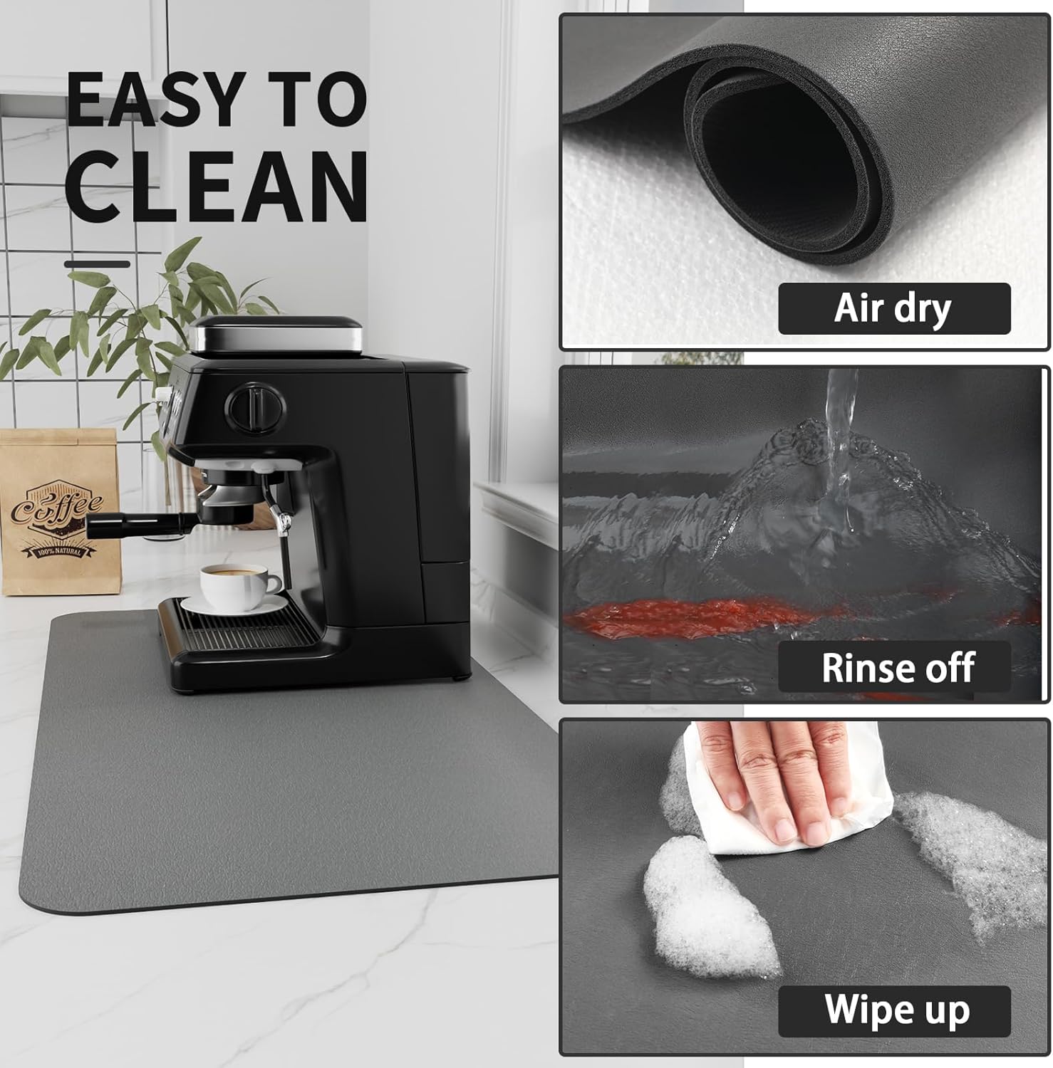 HotLive Coffee Mat - Absorbent Hide Stain Rubber Backed Dish Drying Mat for Kitchen Counter - Bar Mats for Countertops Accessories Fit Under Coffee Maker Espresso Machine HotLive Coffee Mat - Absorbent Hide Stain Rubber Backed Dish Drying Mat for Kitchen Counter - Bar Mats for Countertops Accessories Fit Under Coffee Maker Espresso Machine